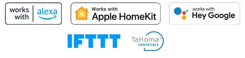 Compatible avec : Somfy TaHoma, Apple Homekit, Amazon Alexa, Hey Google ou IFTTT